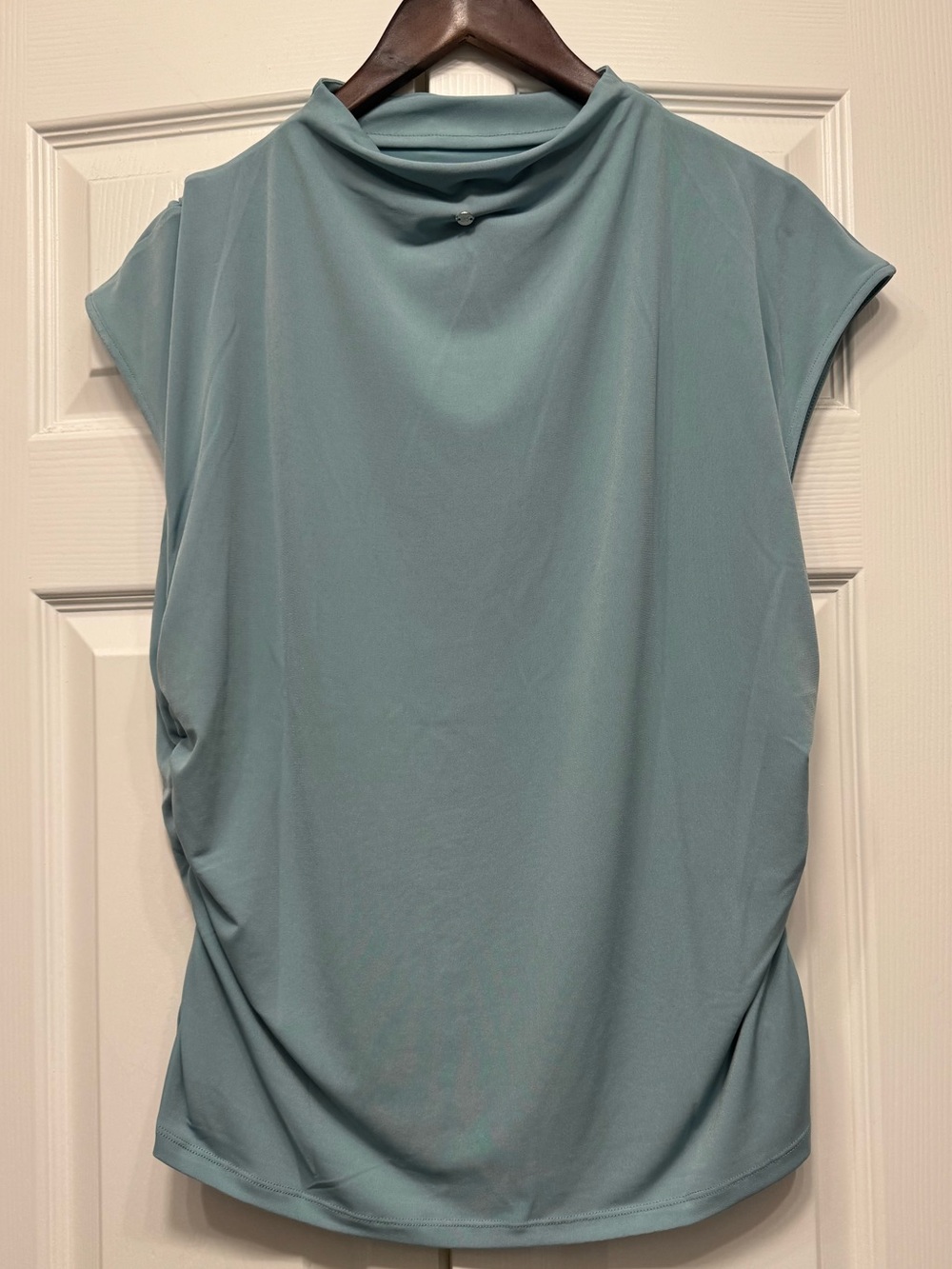 DKNY Sleeveless Ruched Mock Neck Top